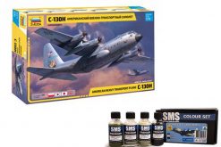 ZVEZDA 7321 1/72 C-130 H HERCULES PLASTIC MODEL KIT supplied with Hercules Lacquer Paint Set