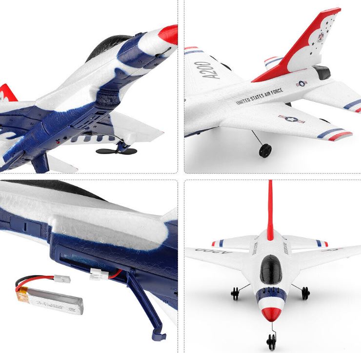 WL Toys A200 3CH 2.4G RTF F-16B RC Airplane W/ 2 Rechargeable Batteries
