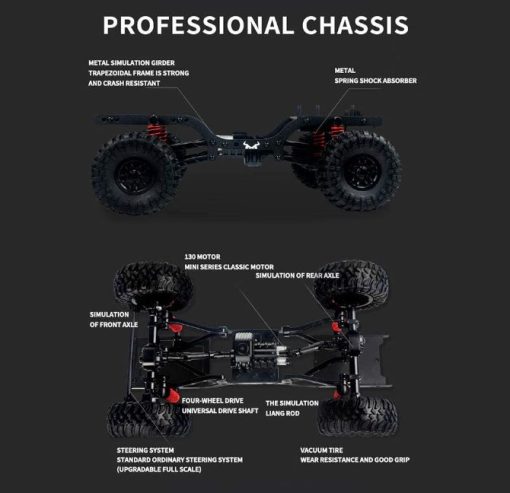 FJ-45 Cruiser 2.4G RC 1/12 scale 4WD Climbing Truck W/ 2 Rechargeable Batteries- Features