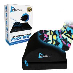 CALOONA Ergonomic Foot Rest for Office and Home - Adjustable Black Velvet Memory Foam Foot Stool