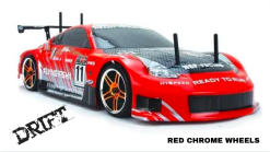 HSP Flying Fish 1/10 Scale RC 4wd Nitro Drift Road Car with Red Chrome Wheels