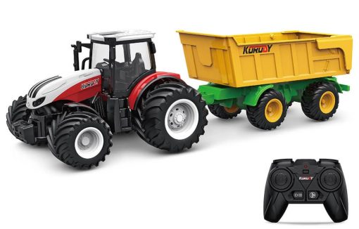 RC Farm Tractor 1/24 Scale Toy 4 Wheel with Tipping Trailer