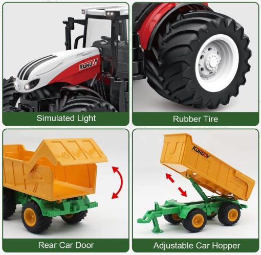 RC Farm Tractor 1/24 Scale Toy 4 Wheel with Tipping Trailer - Image 4