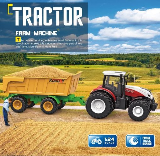 RC Farm Tractor 1/24 Scale Toy 4 Wheel with Tipping Trailer - Image 6