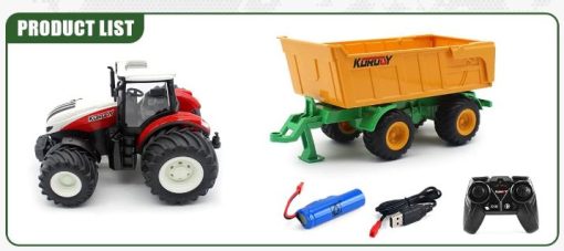 RC Farm Tractor 1/24 Scale Toy 4 Wheel with Tipping Trailer - Image 7
