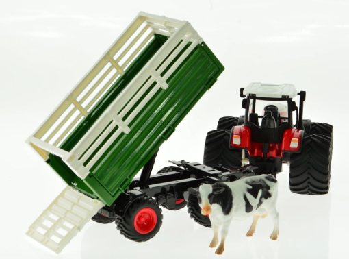 RC Farm Tractor 1/24 Scale Toy 4 Wheel Convertible Livestock Trailer & Cow - Image 5